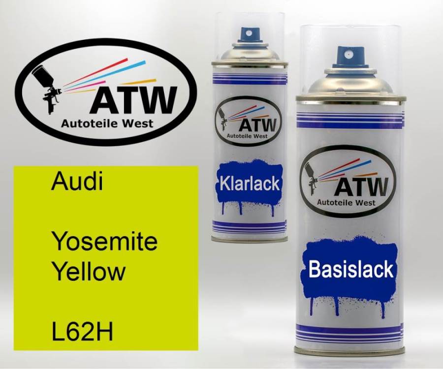 Audi, Yosemite Yellow, L62H: 400ml Sprühdose + 400ml Klarlack - Set, von ATW Autoteile West.